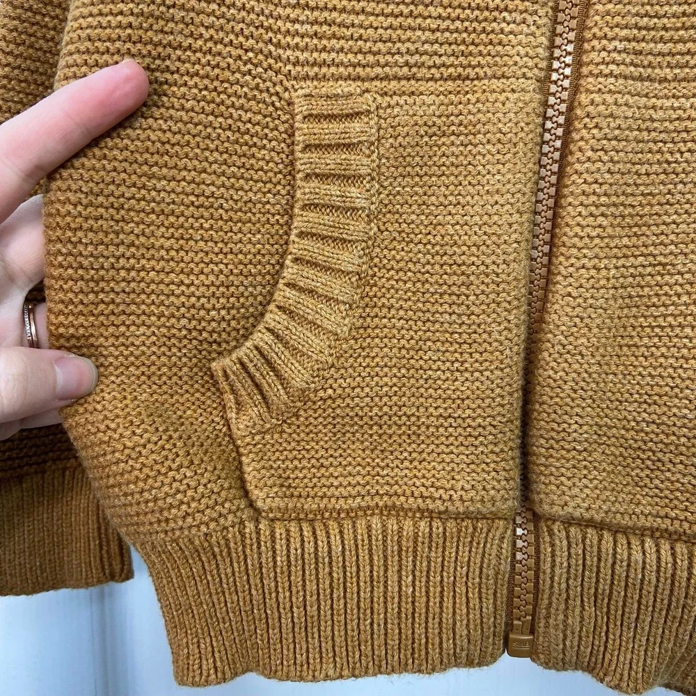 Cat & Jack unisex brown tan thick knit full zip sweater jacket‎ cotton 18 months